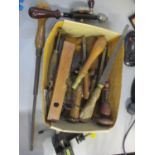 A small mixed lot of tools to include chisels, folding ruler and other items