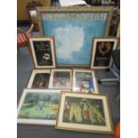A quantity of framed and glazed prints to include Aphrodite after R Franklin in gilt frame, three