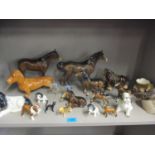 A quantity of mixed china models to include Beswick horses, A/F and a Beswick sausage dog,