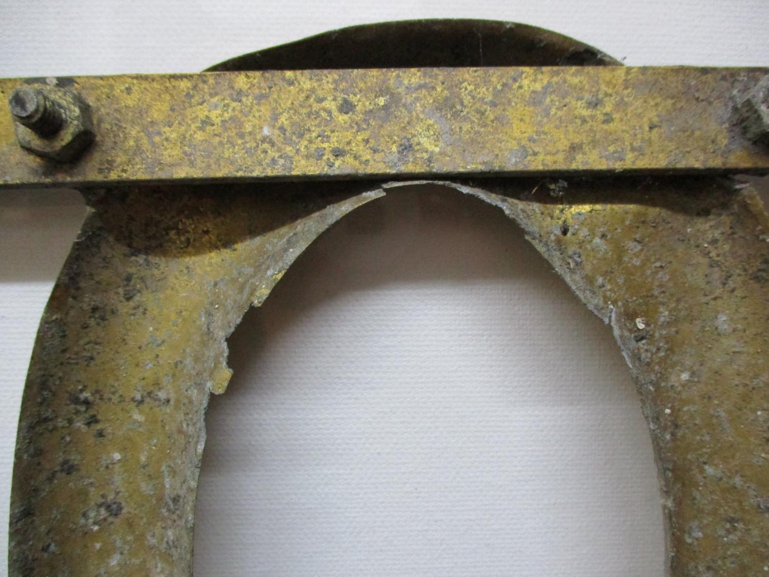 A late 19th/early 20th century gold and green painted metal Hovis Golden Brown bread sign in three - Image 5 of 9