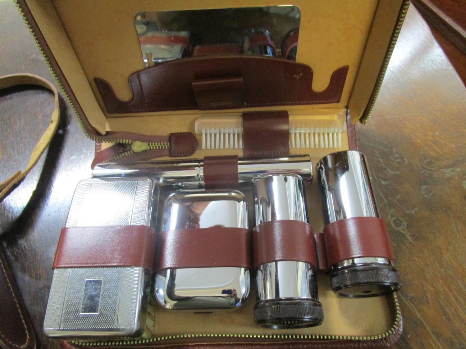 Carl Zeiss Jenoptem leather and cased binoculars 8 x 30w, a cased vanity set and shade for glasses - Image 2 of 4