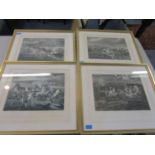 A set of four The First Steeplechase on Record coloured engraving by J Harris after drawings by H