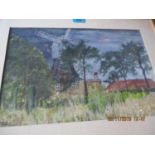 Fenella Girdlestone - 'The Windmill' a watercolour 15" x 10", signed lower left hand corner and
