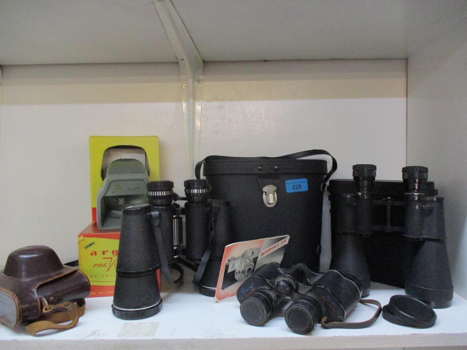 Three pairs of binoculars to include Omiya, Lieberman and Boots Admiral III, together with a vintage