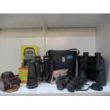 Three pairs of binoculars to include Omiya, Lieberman and Boots Admiral III, together with a vintage
