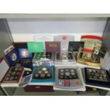A collection of mainly UK coin sets to include 2000 executive proof coin collection x 2, 2001