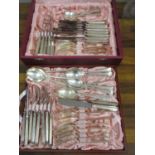 Silver plated cutlery and flatware to include mainly Old English pattern, contained in a box