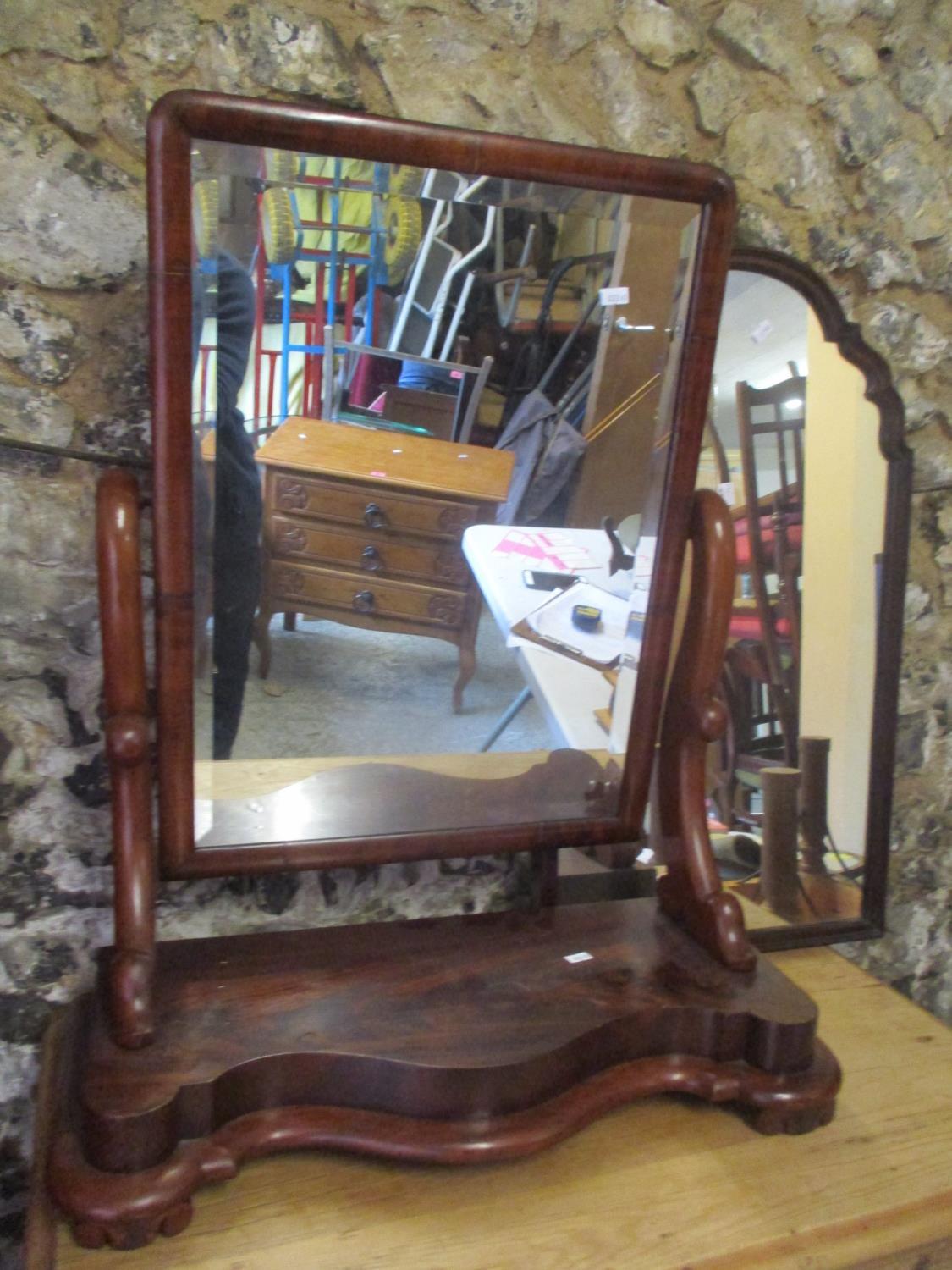 Two mirrors to include a 19th century flame mahogany dressing table swing mirror, 29" h x 23 1/2"w - Image 2 of 2