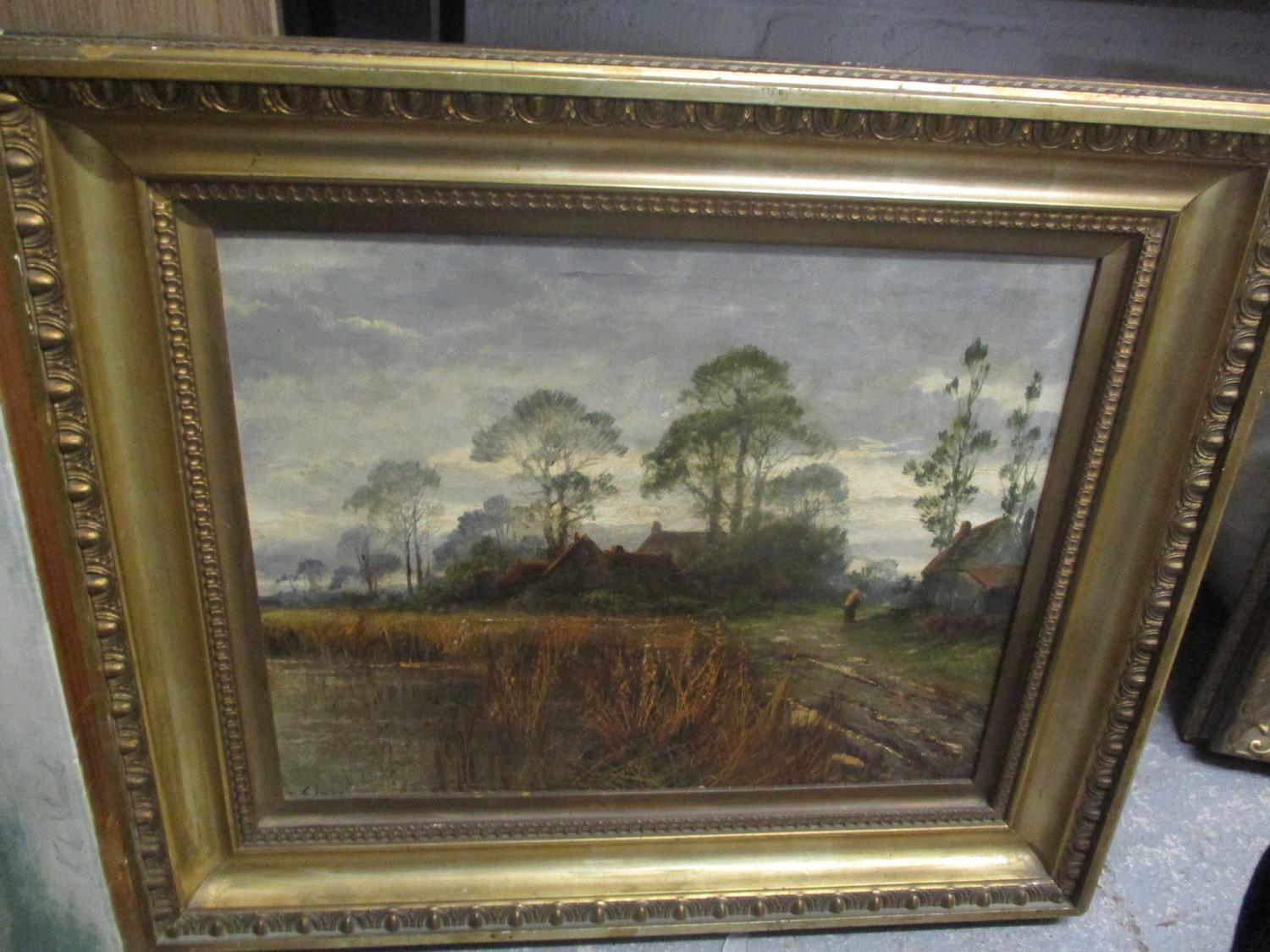 Late 19th Century British School - a rural scene with cottages, oil on canvas, 19 1/2" x 15 1/2", - Image 2 of 3