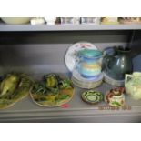 Ceramics to include a Limoges cheese plate set, mottoware, a Kensington jug, studio pottery and