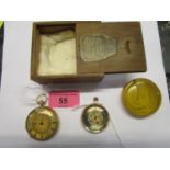 A 14k gold cased ladies open faced pocket watch A/F, along with an 18ct gold cased ladies key