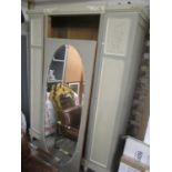 An early 20th century grey painted breakfront wardrobe, 88 1/2"h x 63"w