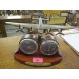 A 70th Anniversary Avro Lancaster plane desk clock and barometer, 6"h x 9"w