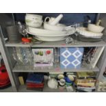 Royal Worcester Evensham and kitchen ceramic tableware, mixed books, boxed modern glassware and a