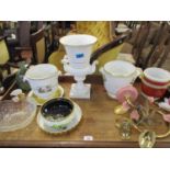 A French porcelain Moulin Faux Lt Fauns planter and spill tray, other planters and mixed ceramics,