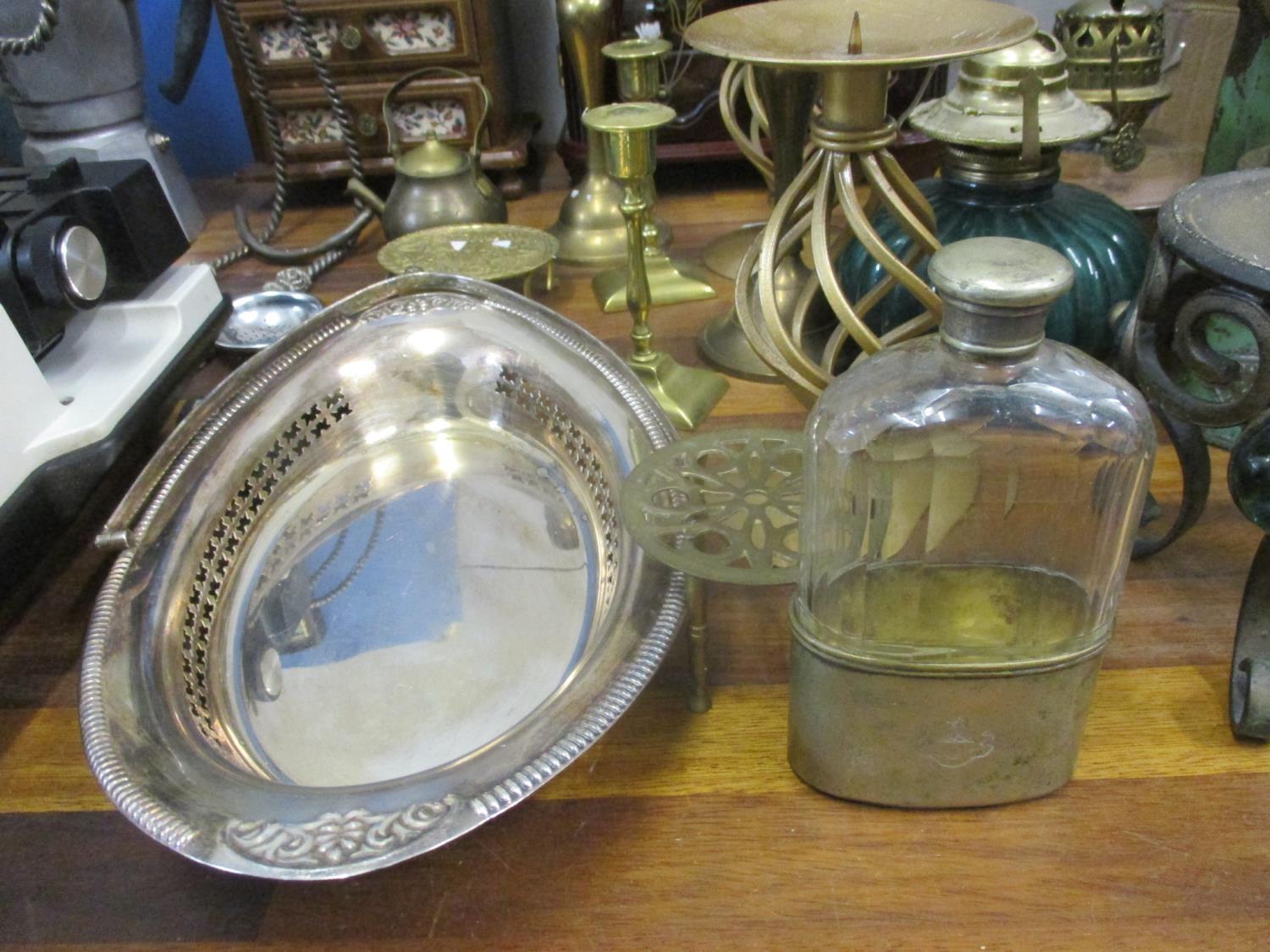 Pictures, brassware, jewellery boxes, a clock, silver plate and other items to include a Victorian - Image 3 of 3