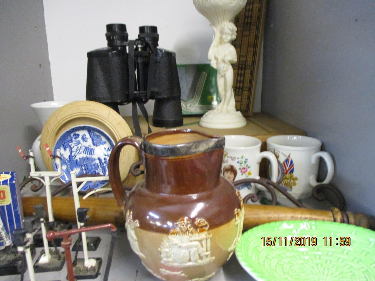 Miscellaneous items to include vintage glass and ceramics, model scale railway signals, binoculars - Image 2 of 3