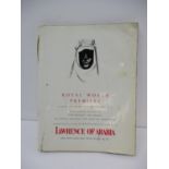 A Royal World Premiere Lawrence of Arabia theatre programme Odeon Theatre Leicester Square, Monday