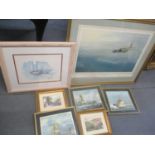 Mixed pictures to include Leonard Pearman - a signed print entitled Enemy Coast Below