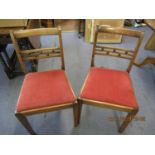 Two George Stone mid 20th century dining chairs with upholstered seats, circa 1952