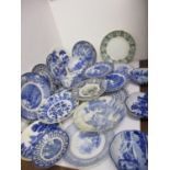 A collection of blue and white plates circa late 19th century to late 20th century, to include