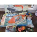 Boxed Liferaft Returningfloss with Action Man, boxed Airfix Boeing 747, Wade animals and other toys