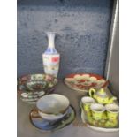 A lot of Japanese and Chinese ceramics to include a Satsuma dish