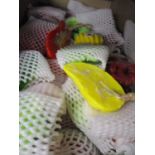 A large quantity of brand new soaps on ropes in the form of fruit, veg and roses, together with 20th