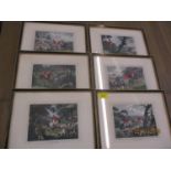 Howitt, a series of six horse and fox hunting prints, published late 1700s, in frames
