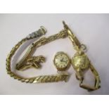 A 9ct gold ladies Everitt wristwatch together with a rolled gold Bulova ladies watch