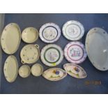 A quantity of French pottery tableware and Norwegian painted plates in the Quimper style