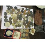 Mixed coins to include a cartwheel penny and silver British coins, pre 1900s