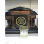 A black marble mantle clock with key, together with a late 20th century H Samuel carriage clock