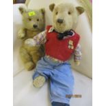 A 1930s blonde teddy bear and a 1950s blonde teddy bear