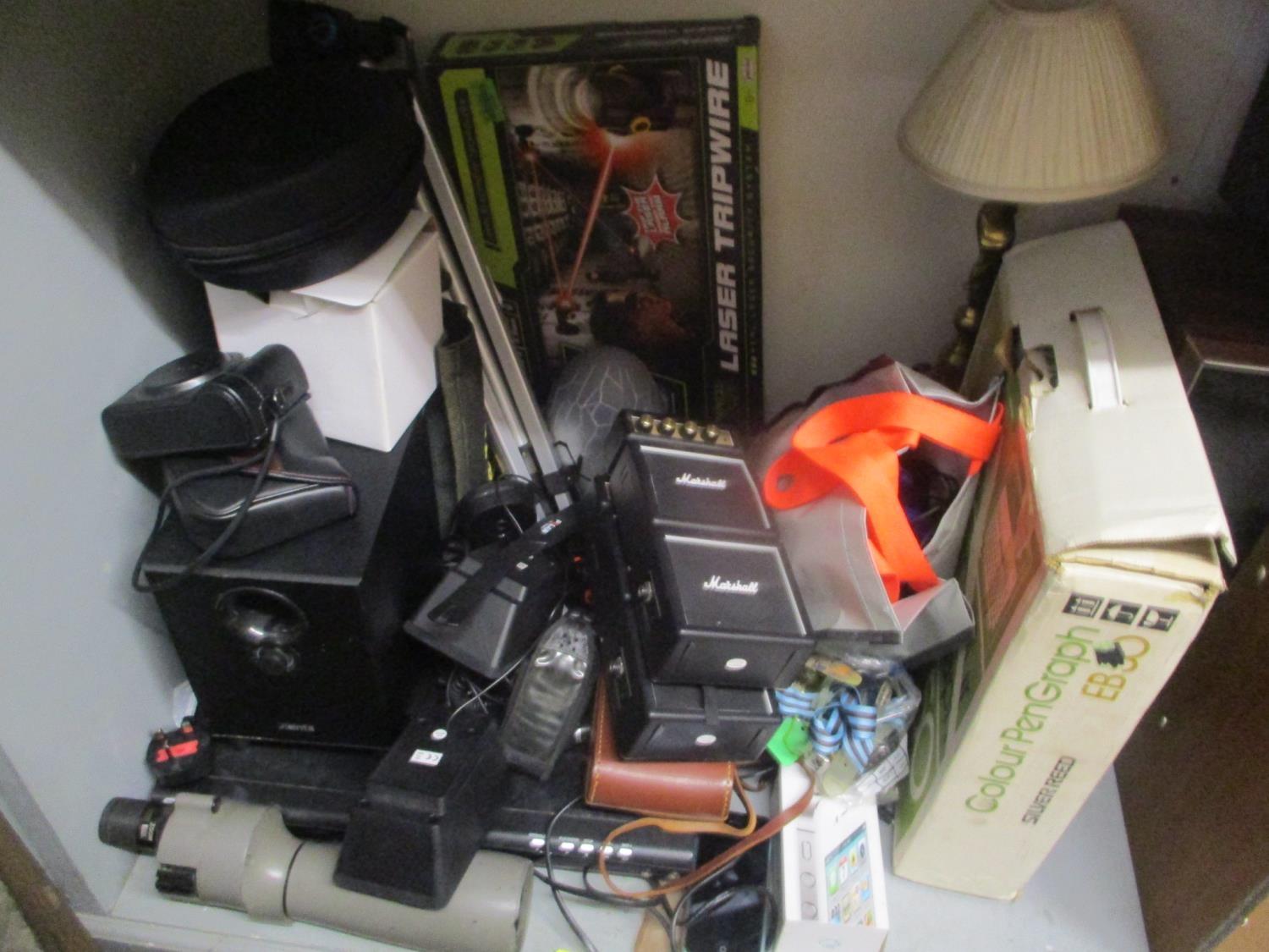 A mixed lot to include mobile phones, watches, tripod stand, DVD player and other items
