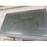 A 1960s signed print of a nude lady in a reclining pose, 41" x 24"