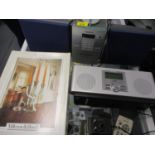 A Sony stereo system together with a Sharp radio an a boxed Villeroy and Boch candelabra