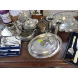 Two silver tablespoons and mixed silver plate to include Mappin & Webb