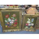 R Weyman - two oils on canvas depicting still lifes, the largest 19 1/2" x 15 1/4", the other 15 1/