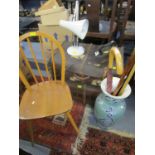 Mixed lot to include a Chinese pottery vase containing walking sticks and an umbrella, a