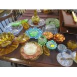 Mixed vintage glass to include coloured Carnival ware