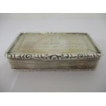 A Victorian silver snuff box, by Foxall & Co Birmingham 1851, of rectangular form with an