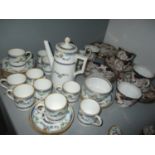 A Royal Crown Derby part teaset, together with a Mintons coffee set