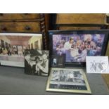 A group of framed and glazed pictures of movie stars, a framed film cell from James Bond - Die