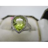 A Tivon 18ct white gold ring set with a lemon coloured quartz, approximately 2.80ct and diamonds 0.