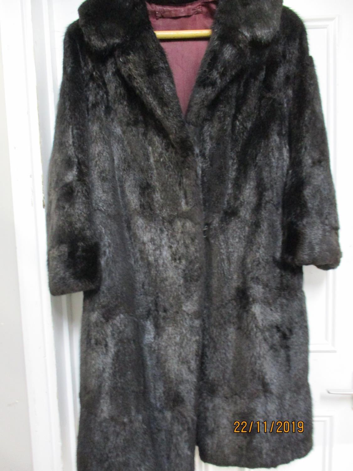 A black mink full length coat, 39" long x 42/44" chest approx Location RWF