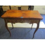 A modern Louis XV1 style kingwood and mahogany finished card table with metal mounts, on cabriole