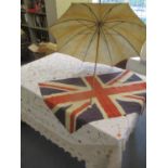 A Paragon S Fox & Co parasol A/F, together with a Union Jack flag and a mid 20th century hand