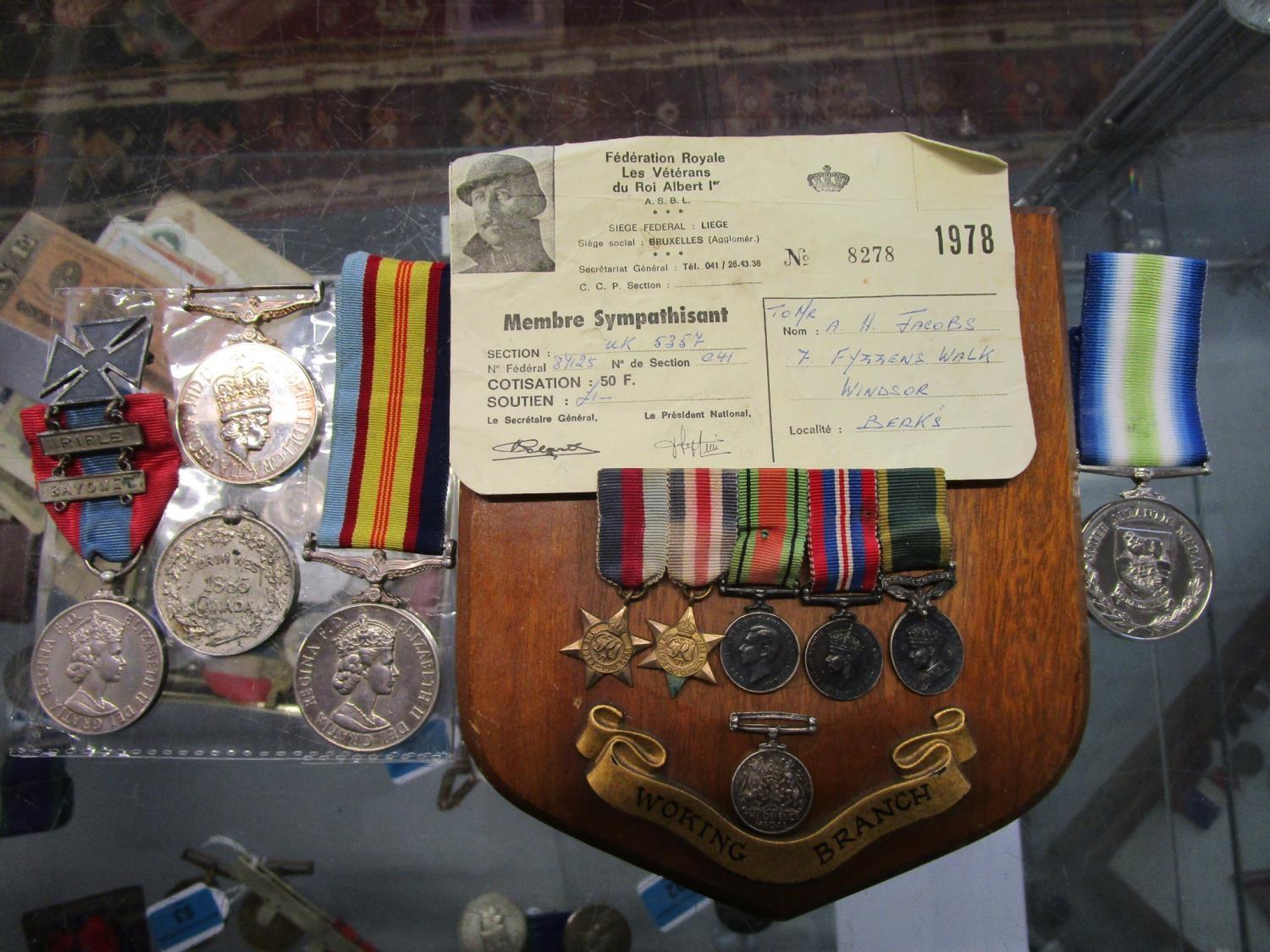 A group of British and Canadian campaign medals to include a North West 1885 Canada medal A/F with