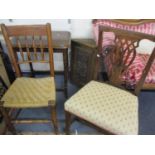 A 1940s oak occasional table, a small carved oak corner wall cabinet, a Georgian oak dining chair